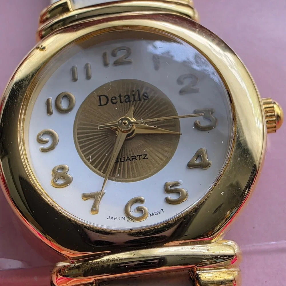 Details Watch Gift Set Silver Gold Tone Mother's Day Pin Floral Jewelry Box